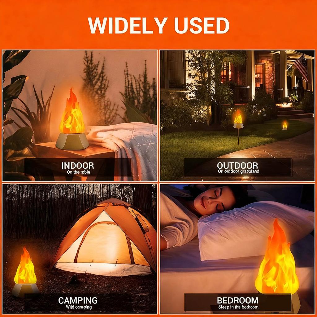 Multicolored Flame Effect Lamp Outdoors Emergency Indicators Halloween Thanksgiving Mood Lighting USB Rechargeable