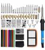 71-Piece Adjustable Temperature 60W Electric Soldering and Pyrography Set with Colored Pencils