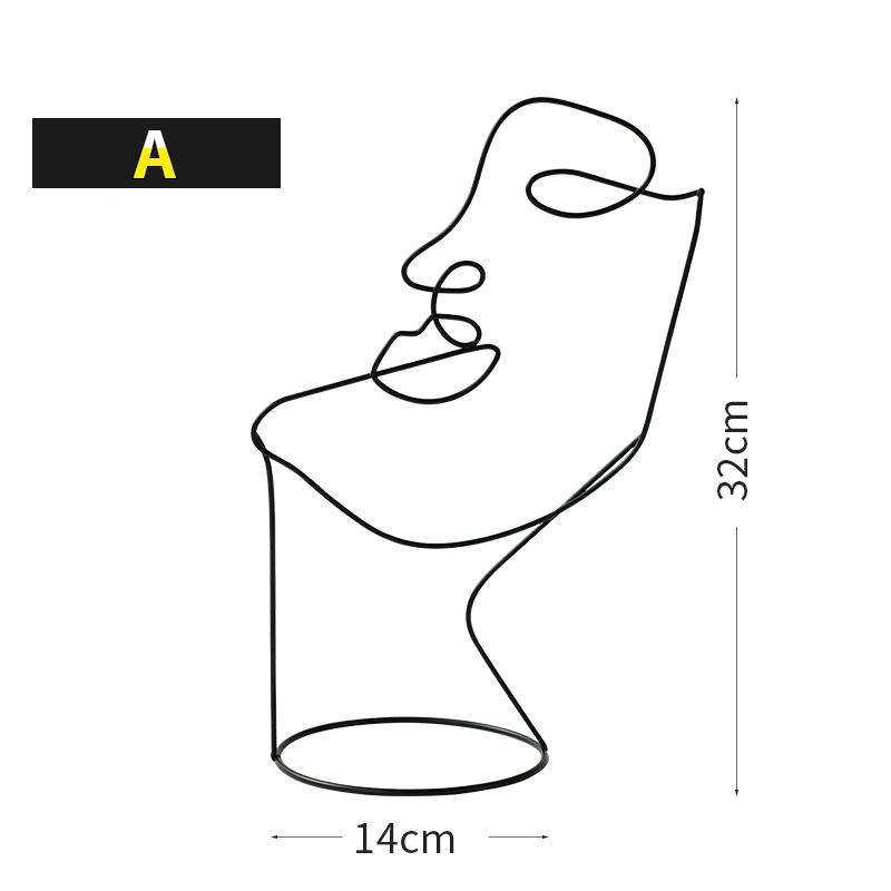 Modern Creative Abstract Character Art Craft Metal Home Furnishings Decoration Accessories Sculpture  For Office Living Room