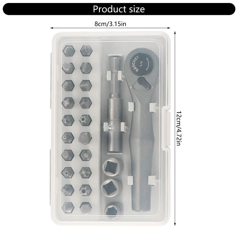 25 in 1 Ratchet Screwdriver Set Wrench Narrow Space Repair Steel Multi Bit Tool Kit with Socket Heads Hand Tool