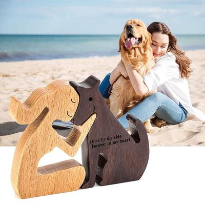 Handmade Wooden Dog Sculpture - Canine Statue, a Gift Decoration for Pet Lovers