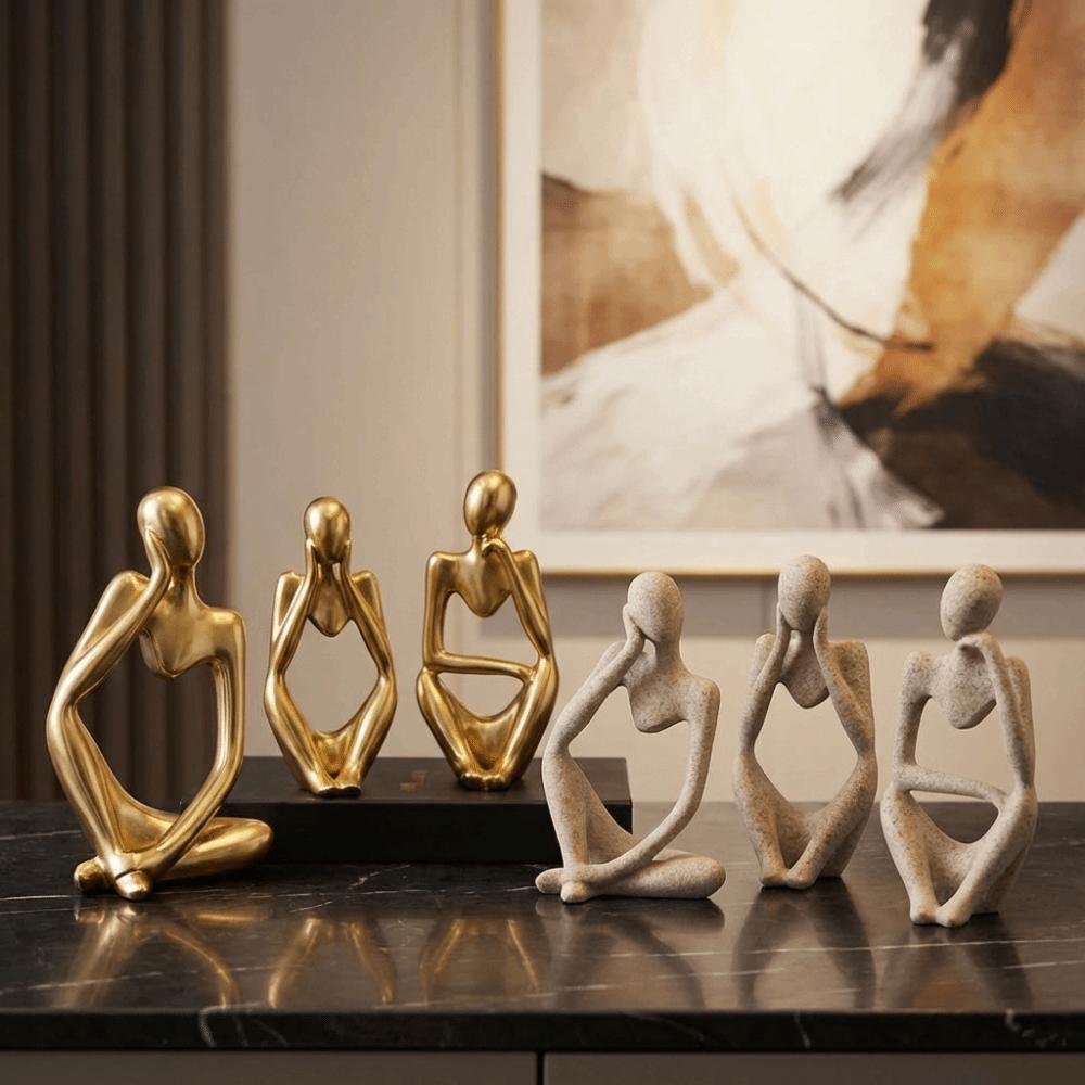 Moderne Der Denker Statue Sandfarbe Schreibtisch-Display-Ornamente Lese-Dekor