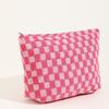 Crochet Makeup Bag Checkered Toiletry Bag Cosmetic Bag Versatile Storage Bag for Brush Lipstick Stationery Personal Care