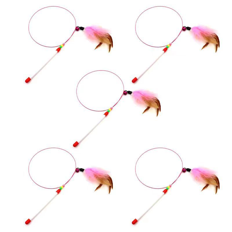 

Funny Cat Stick Bite-Resistant with Bell Feather Cat Self-Hi Relieving Stuffy Artifact Pet Toy Steel Wire Long Rod Pet Supplies Steel Wire Cat Teaser [5]]