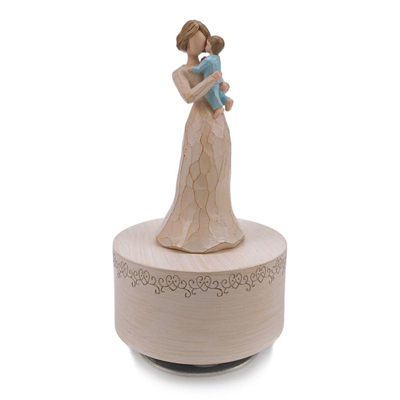 

AEE4-Music Box Gift For Mother Interesting Carved Musical Statue Thanksgiving Birthday Gift For Mom Rotating Music Box