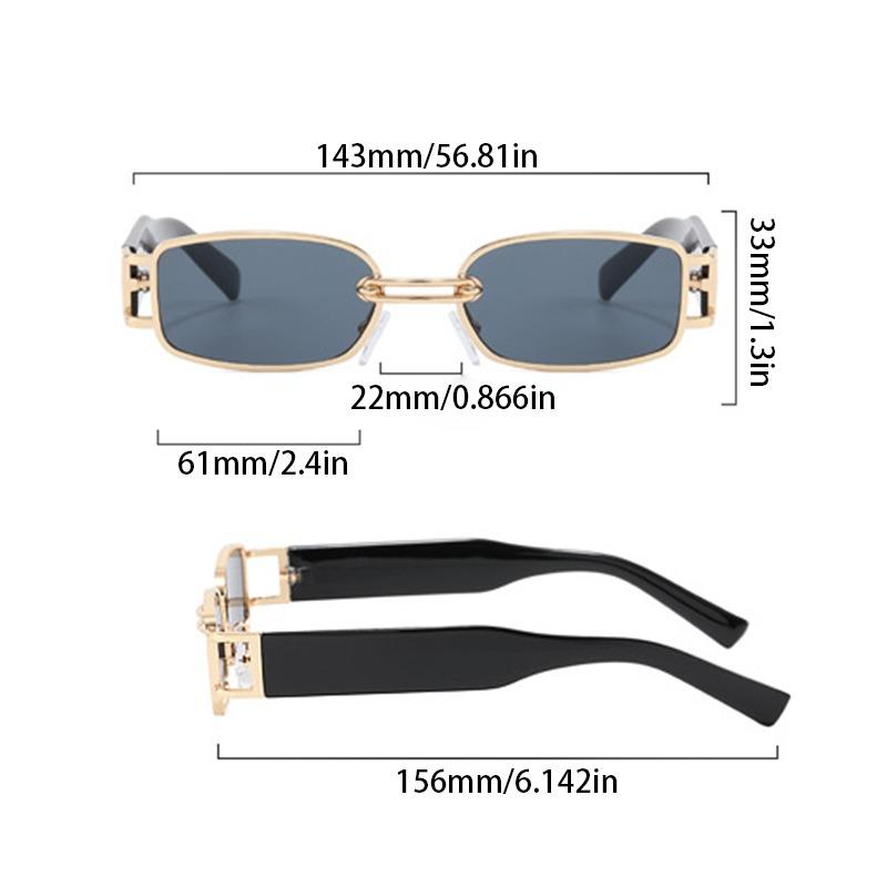 2Pcs Fashion Square Oval Plastic&Metal Frame Women Sunglasses for Men Daily Life Eyewear Accessories
