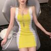 Women Dress French Strap Short Skirt Slim Double Color Dress