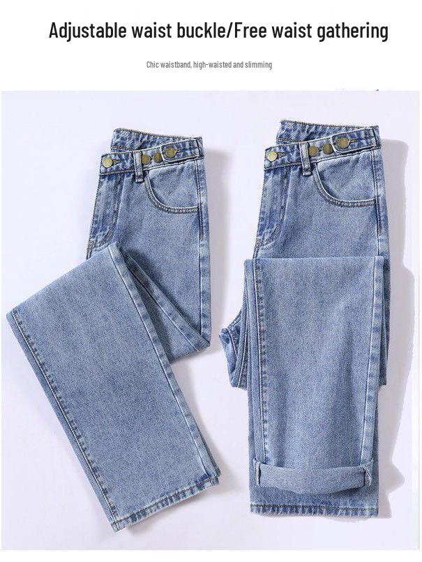 Women's High Waist Fleece-Lined Wide-Leg Jeans, Plus Size, Winter 2025, Slimming Straight-Leg, Floor-Length.