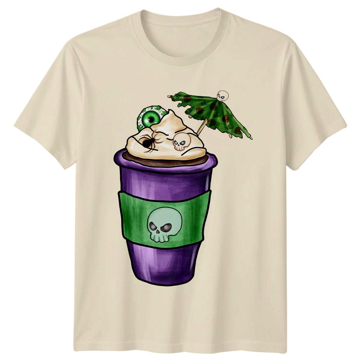 Spooky Skull Coffee Drink T-Shirt Spooky Coffee Halloween Gift For Him And Her XXL