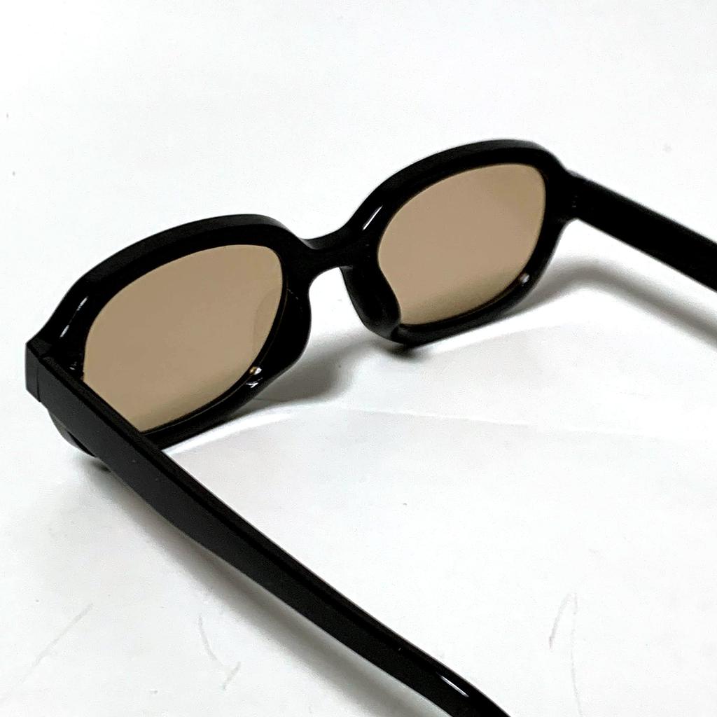 Feijoa Big Oval Black Rimmed Sunglasses Brown Lens Chic Unisex Black Clear [meSmart] (Black/Brown)