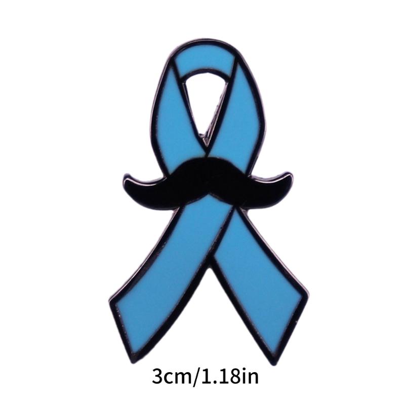 Beard with Blue Ribbon Focuses On Men's Health Enamel Pin Cartoon Brooch Lapel Badges Jewelry Gift Clothing Accessories