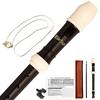 Soprano Recorder Made of ABS Resin German Style Harp C Key Detachable Flutes Set of 3 Comes with Cleaning Fingering Finger Leather Storage Bag