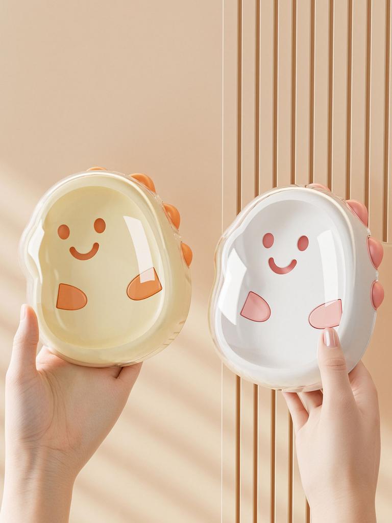 1PCS Plastic Cute Cartoon Double-Layer Soap Box with Lid - Drainage Soap Holder for Home, Bathroom Countertop Soap Container