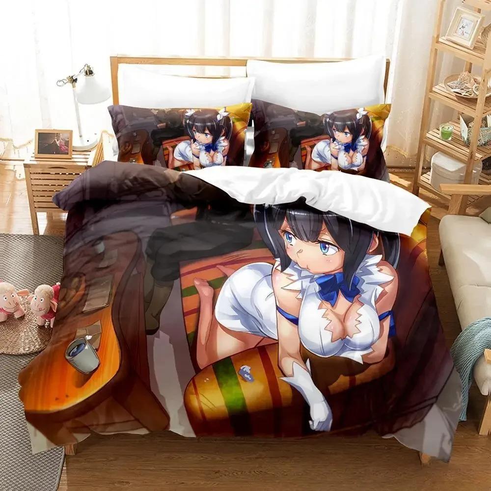 Comfortable Anime Print Bedding Set With Duvet Cover And Pillowcases King Queen Twin Sizes For Adults And Kids