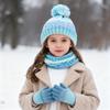 3Pcs/Set Kids Hat Scarf Gloves Set Rainbow Color Twist Texture Hat Thickened Plush Lining Neck Gaiter Knitted Gloves Set