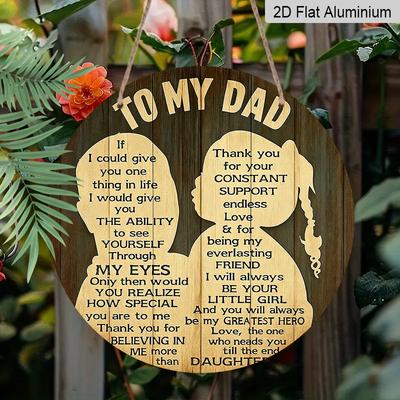 2D Flat Father's Day Themed Aluminum Pendant Available In Various Sizes Heartwarming Father-daughter Silhouettes and Accompanying Text Make This An
