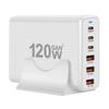 Portable 120W USB Charging Station with 6 Port, 3 Type C PD and 3 USB A for Phones Tablets Simultaneous Device Charging