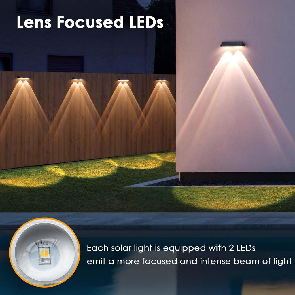 Mancra Outdoor Fence Waterproof Solar Deck Patio Dusk To Lights, & Lights, Dawn, 6-Pack (3000K/4500K/6000K)