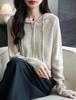 Yuanbao Stitch Women's Korean Style Wool Zippered Hoodie - Casual Versatile Solid Color Knitwear