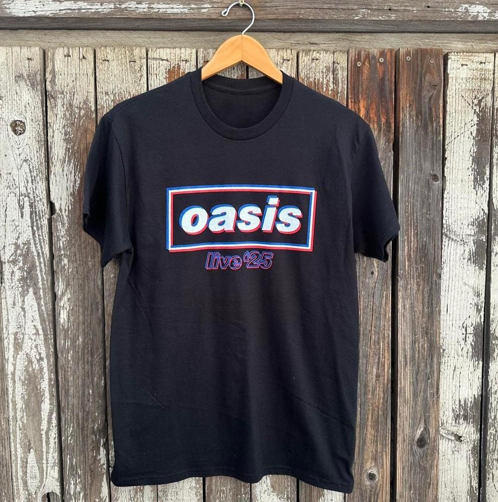 Rare Oasis Live  25 T-shirt, Unisex Black T-shirt, Size S-5XL Unisex T-Shirt XL