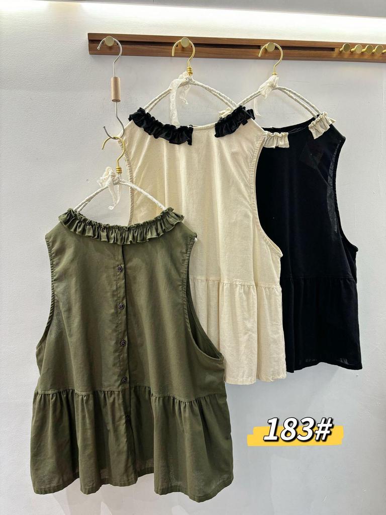 2026 Spring/Summer Women's Japanese Linen Ruffled Vest – Sleeveless, Loose-Fit, Reversible Jacket