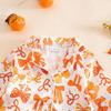 2025 Furry Halloween Pajama Set with Bowknot & Pumpkin Print - Two-Piece Turn-Down Collar Homewear