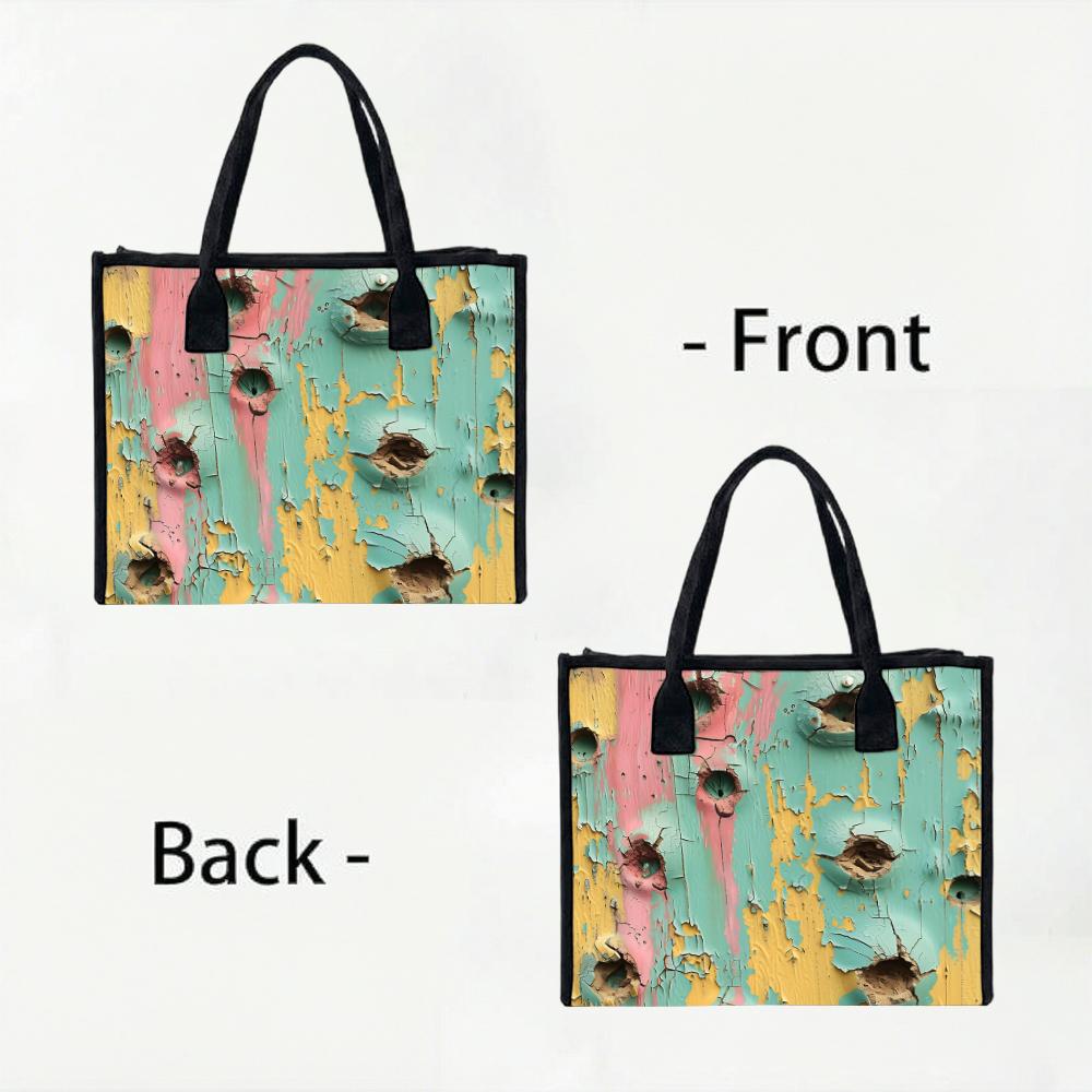 Vintage Peeling Paint Printed Tote Bag Stylish Casual Daily Carry Handbag for Women