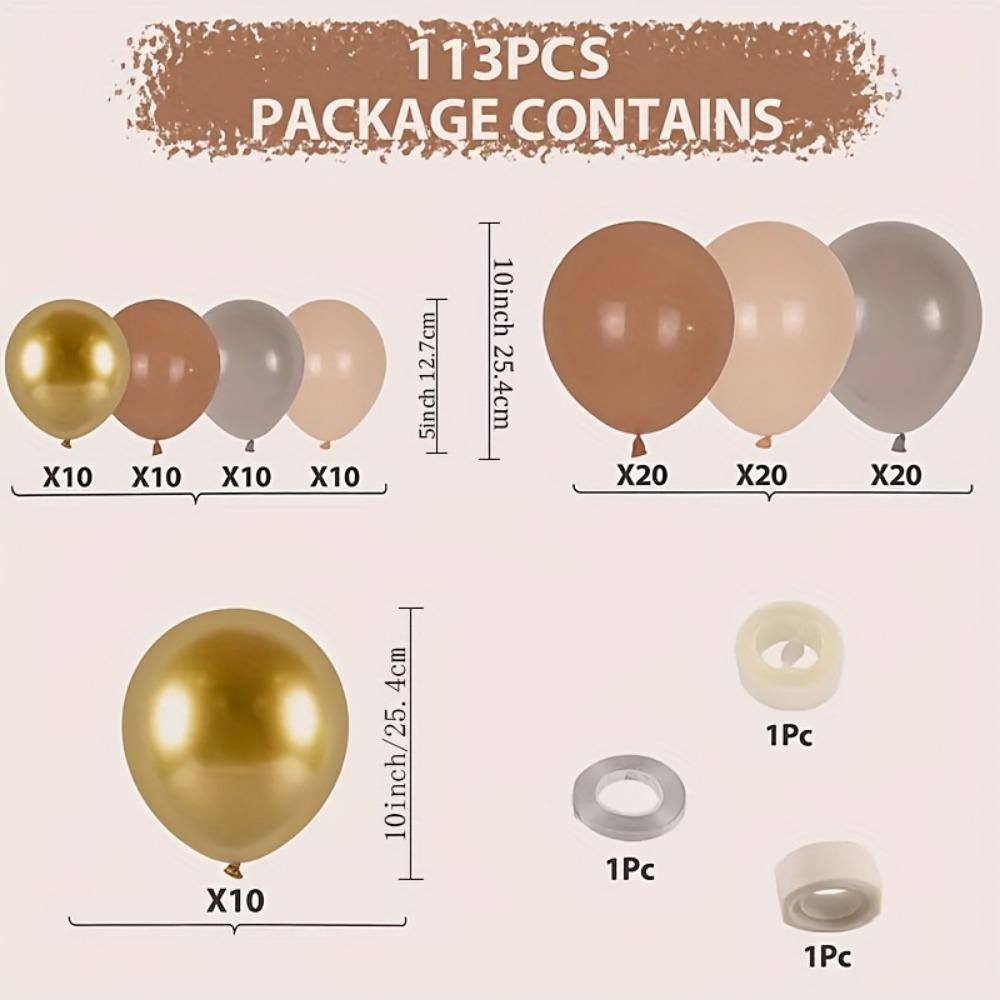 113PCS Brown Coffee Theme Birthday Balloon Garland Arch Set Suitable for Wedding Anniversary, Birthday Party Room Decoration