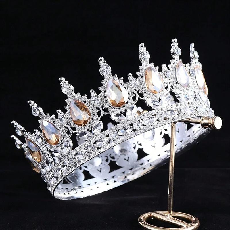 1pc Luxury Jewelry Bride Tiaras Crown Colorful Gemstones Birthday Ceremonies Photography Props Fashion Hair Accessories Crown