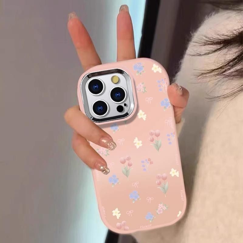 For Apple 16promax Small Fresh Flowers for IPhone15plus Mobile Phone Case New 14pro High-end Feel