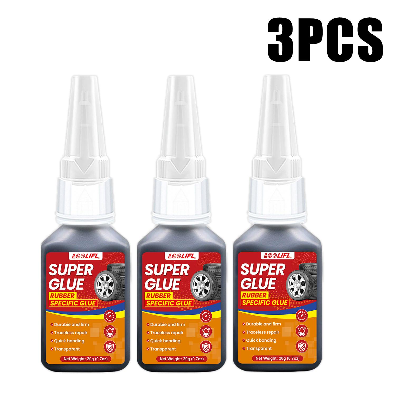 

Super glue, tire glue, black strong bonding, 20ml, three-second initial solid quick repair suitable for plastic and rubber. LT-C-20G-3PCS