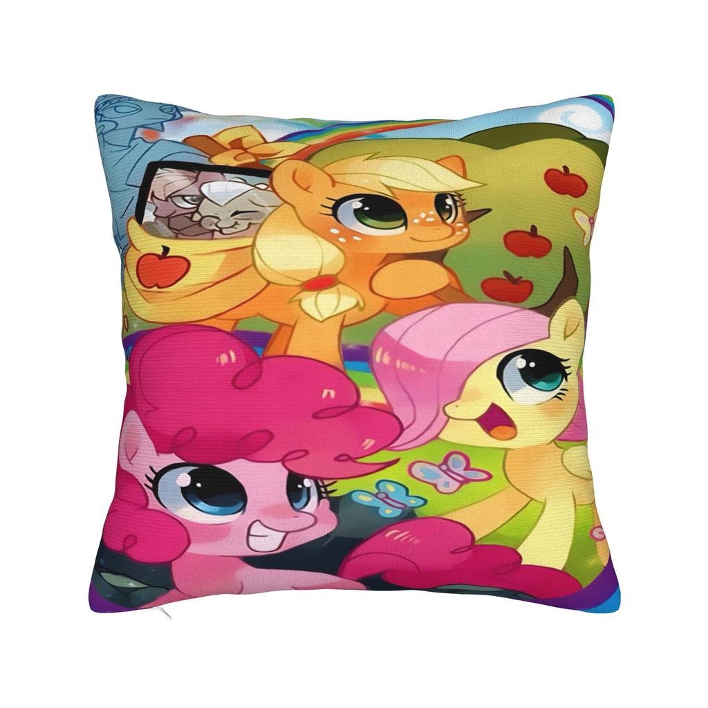 Cute M-My Cartoon P-Pony L-Little Pillow Cover Rainbow Novelty Pillow Case For Sofa Home Decor Soft Pillowcases Gift