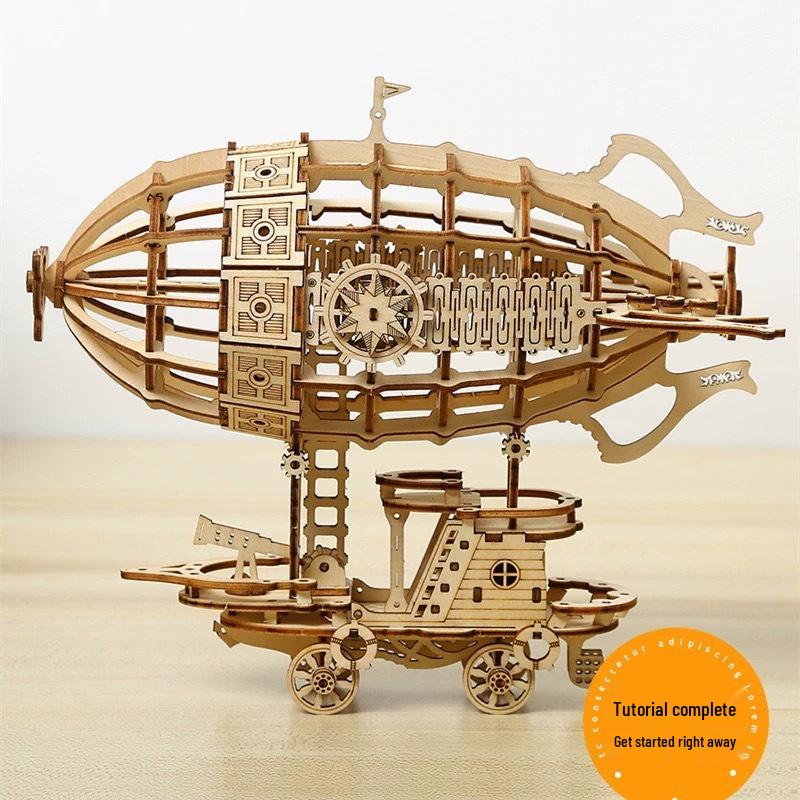 3D Wooden Airship Puzzle Mechanical Model Kit Creative Toy Gift