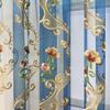 1-Panel Luxury Blue Embroidered Sheer Curtain - Light Filtering, Vintage Flower Pattern, Lace Voile Draperies for Living Room, Bedroom, Dining Room