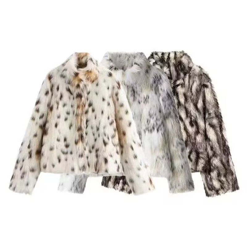 

За Осень и Зиму Новая Женская одежда ZR Западный Стиль Универсальная Мода Эффект Искусственного Меха Верхняя одежда 4360241 Light Leopard XS