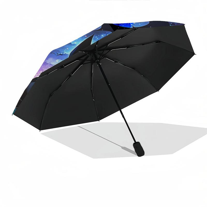 1pc Batman Night Automatic Folding Umbrella - Compact 8-Rib Design, Durable Plastic & Iron1150L