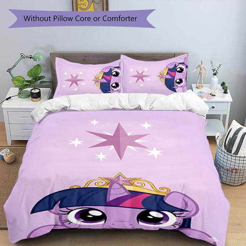 Twilight Sparkle 3pcs Bedding Set Duvet Cover Closure Includes 1 Duvet Cover & 2 Pillowcases for All Seasons Bedroom Home Dorm Decor