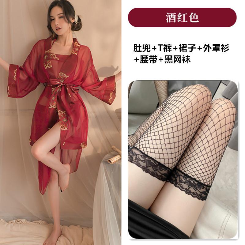 Fan Lei Erotic Underwear Women's Classical Bridal Uniform Perspective Belly Pocket Hanfu