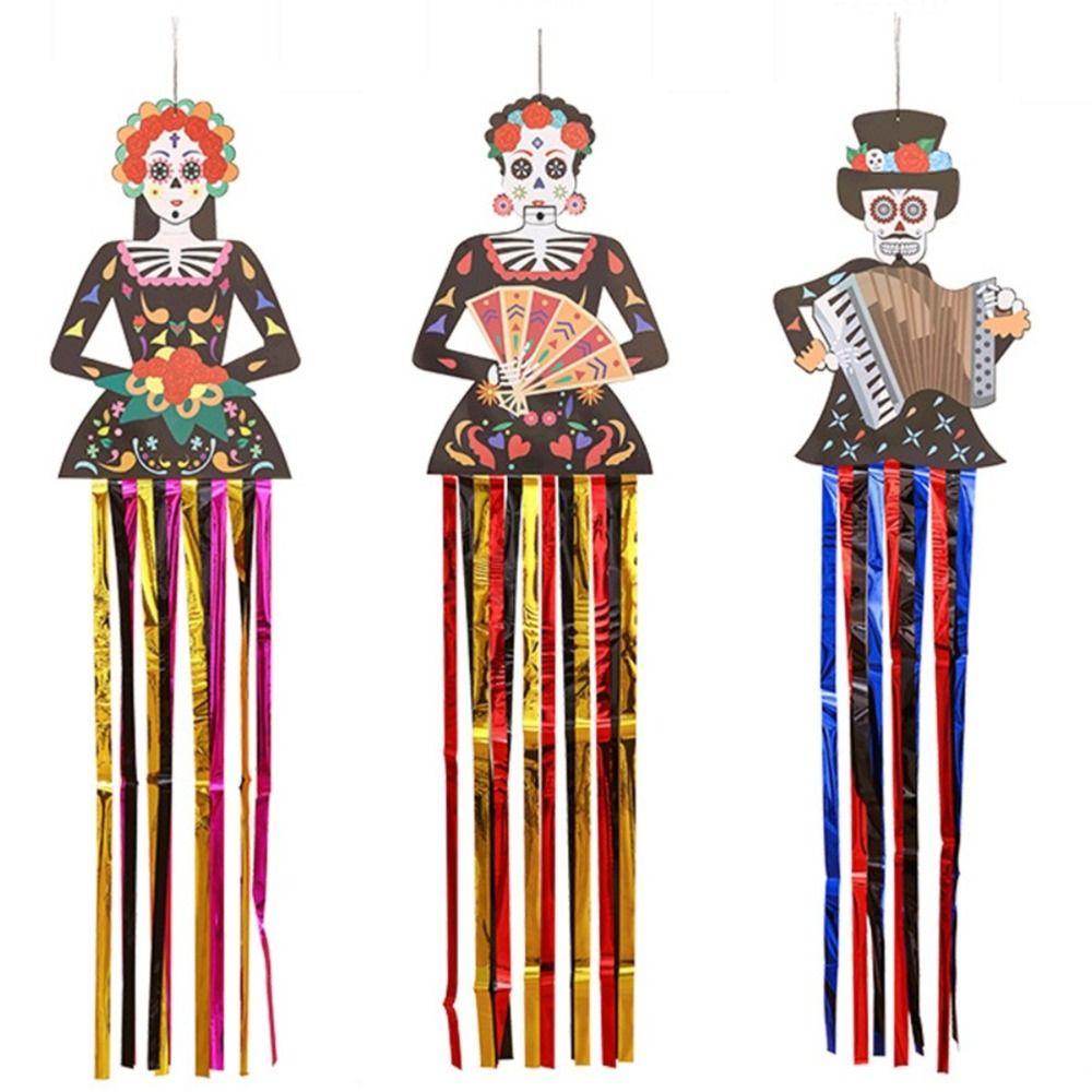 Bride Groom Skeleton Ghost Couple Hanging Flag Door Hanging Porch Halloween Outdoor Decoration Scary Paper