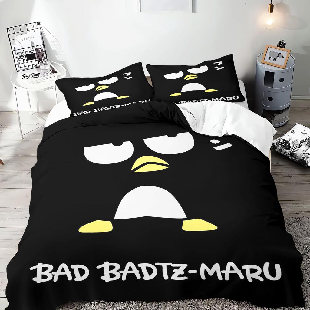 Bad Badtz-Maru Anime, Home Bedroom Comforte Nordic Polyester Material, Suitable for Children and Adults, 3-piece Set