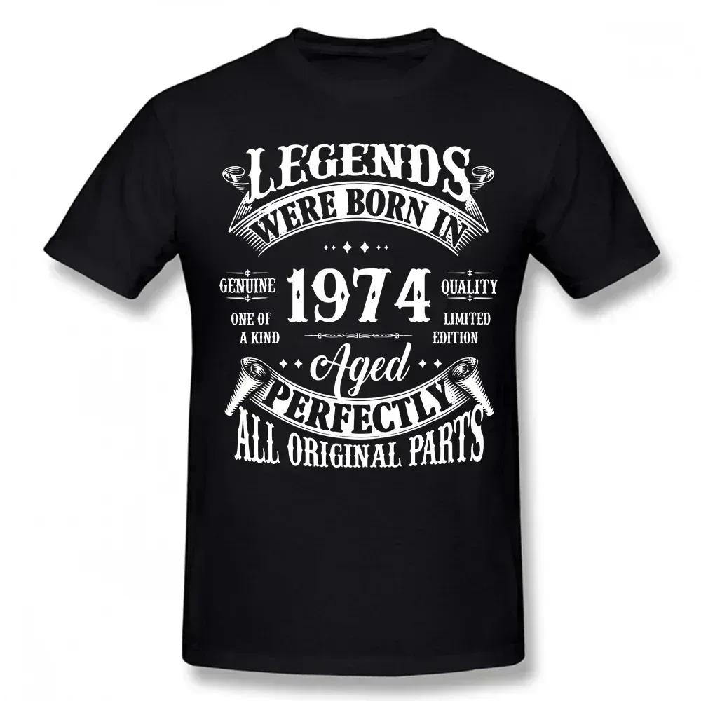 50. Geburtstag Vintage Legenden Geboren 1974 50 Jahre Alt T-Shirt Streetwear Kurzarm Geschenke Sommerstil T-Shirt Herrenbekleidung