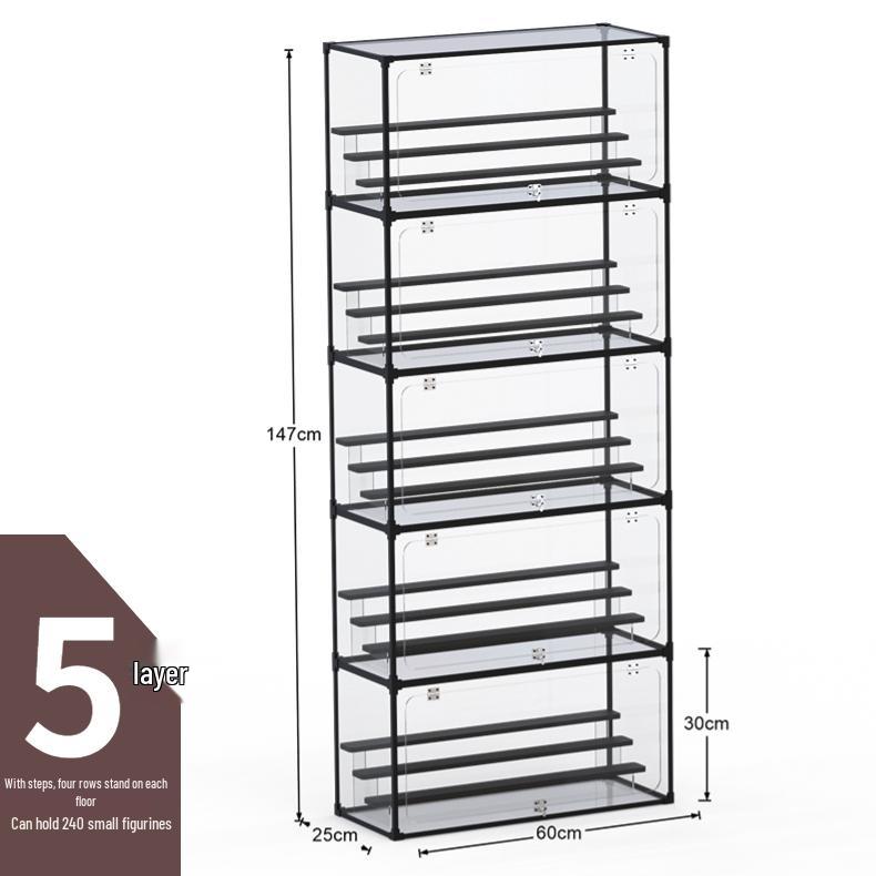 Clear Art Doll Display Case: Dustproof Stand for Pop Mart Figures and Building Blocks