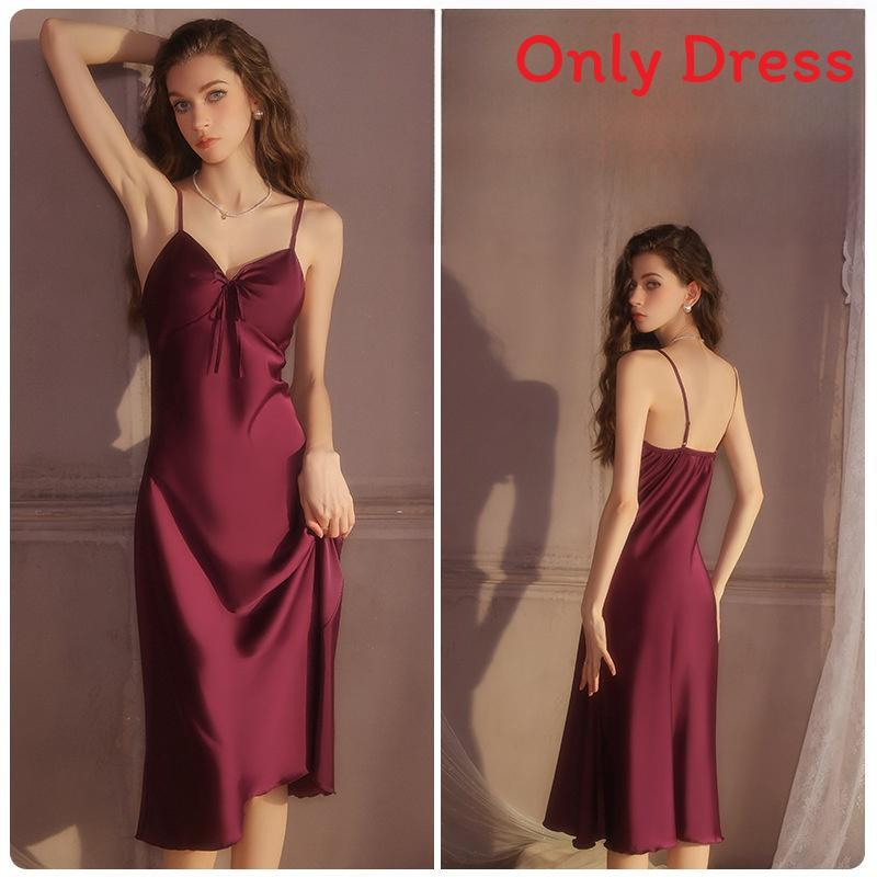 Camisola de Cetim Para Mulheres Com Decote em V Profundo e Acolchoamento no Peito Para Conforto no Pijama de Casa