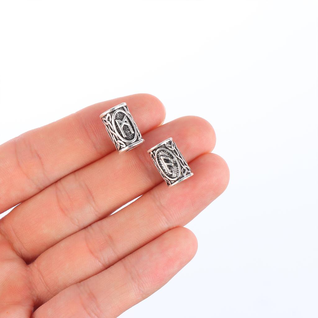 48 stk/sett Vikings Rune Beard Bead Hår Tube Beads Dreadlock Beads Hårperler
