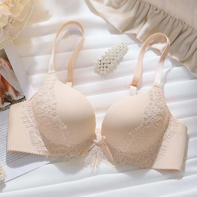

One-piece lace student palm cup upper support without steel ring bra in stock 32/70ab through cup
