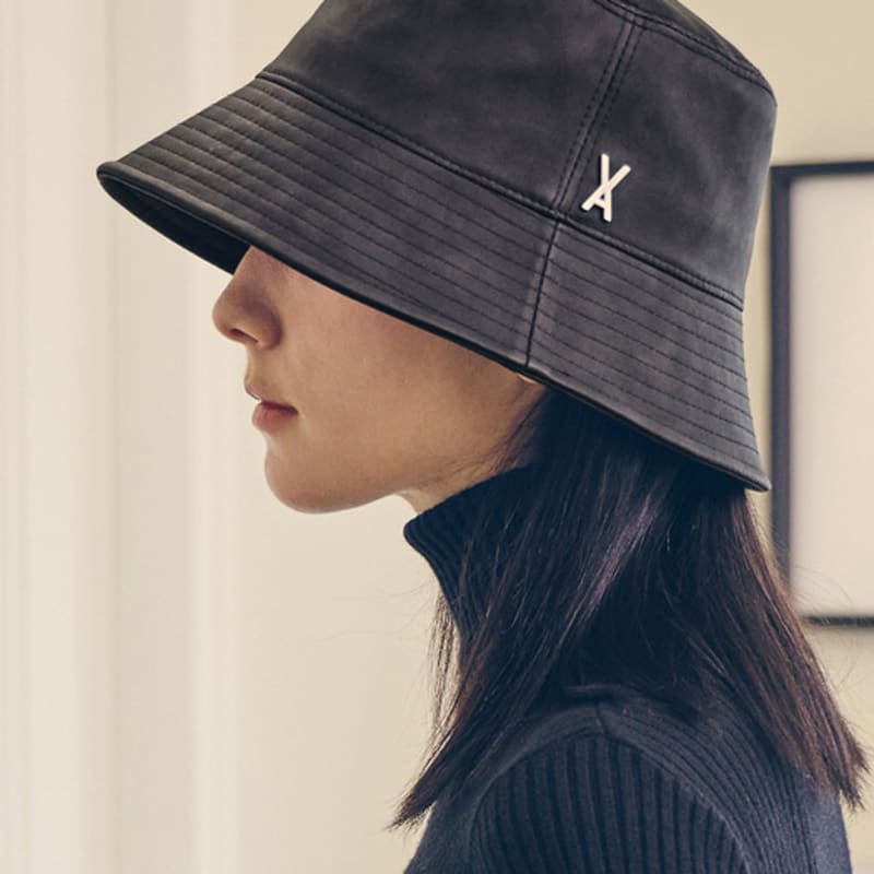 

VARZAR VA Studded Vegan Leather Bucket Hat in Black FREE