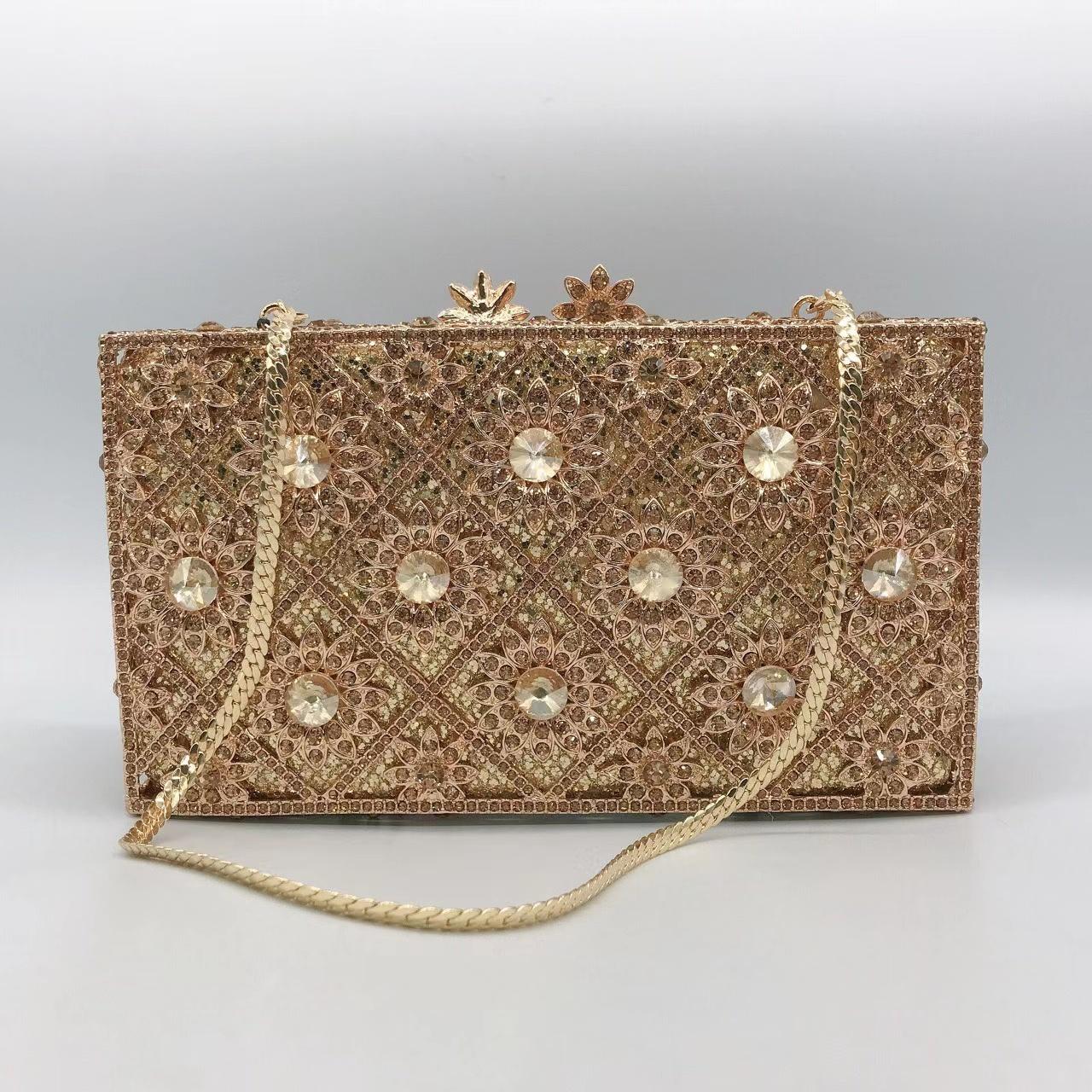 

Diamond Women Evening Clutches Formal Rhinestone Purses Luxury Gold Crystal Rhinestone Wedding Purse Bridal Bag Lady Handbags 19.5cmX11cmX5cm