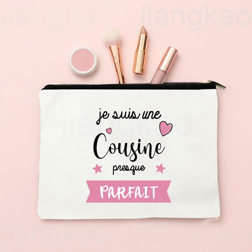 

Best Cousin in The World French Print Makeup Bag Pouch Women Travel Neceser Toiletry Storage Bags Cosmetic Bag Gift for Cousins
