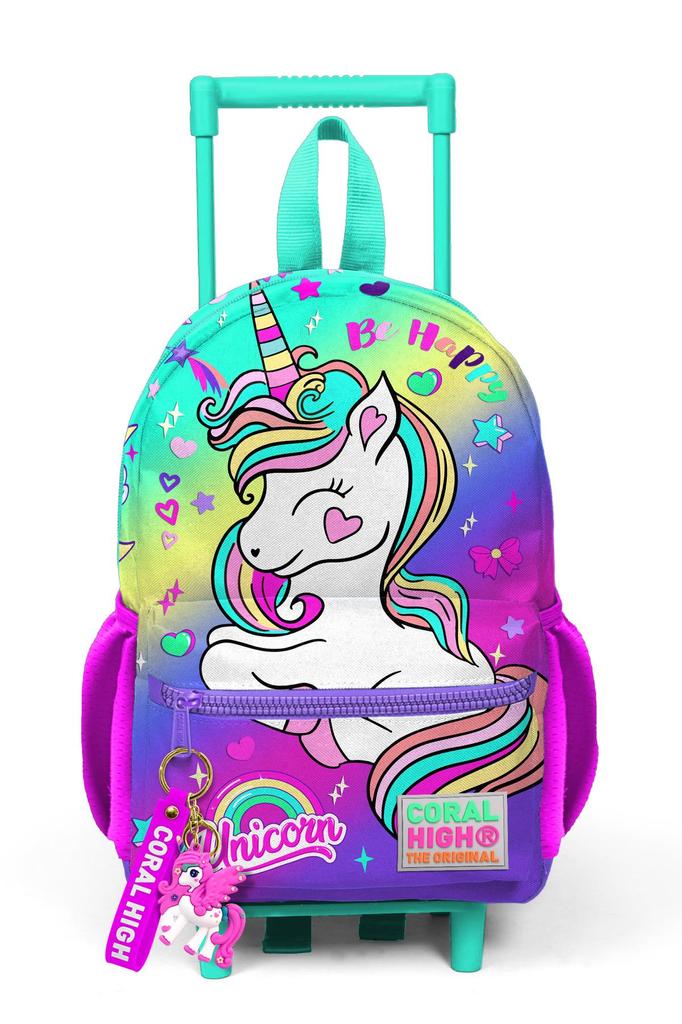 Minik Yuva Squeegee Rucksack Lavendel Wassergrün Einhorn gemustert zwei Fächer 24029