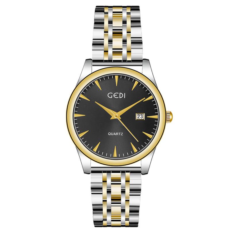 Couple Classic Steel Belt Watch Simple High-End Calendar Waterproof Quartz Watch High-Value Watch